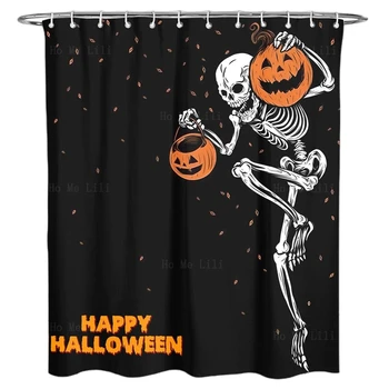 Halloween Csokit vagy Csalunk Koponya Boszorkányos Vicces Tánc Csontváz Nap a Halál Gótikus Fürdőszoba Decor Kép
