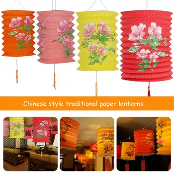 12db Hagyományos Közép-őszi Fesztivál Lóg Papír Lantern Összecsukható Szerv Tervezési Kínai Stílusú Fesztivál, Dekoráció Hordozható Lámpa Kép