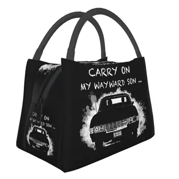 Carry On My Wayward Son Szigetelt Ebéd Bag Női Szivárgásmentes Természetfeletti TV, Hűtő Hűtési Ebéd Box Office Piknik Utazás Kép