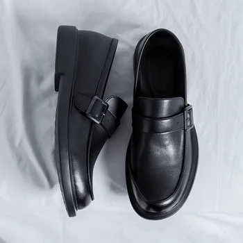 Új Tavaszi-Nyári Slip-On Egy Brit Férfi Cipő Fekete Ruha Bőr Cipő Designer Férfi Naplopók Üzleti Munka Esküvői Oxford, Kép
