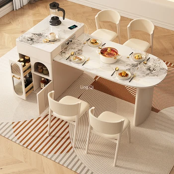 Iroda Étkezési Terített Asztal 6 Szék Kis Apartmen Mikrohullámú Sütő-Szigetek Tárolására Szolgáló Muebles De Cocina Konyha Alacsony Bútorok Kép