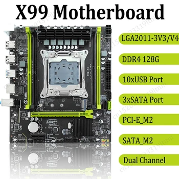 X99 Alaplap LGA 2011-3 V3/V4 DDR4 2400MHz 128G RAM Memória, PCI-E NVME M. 2 SATA 3.0 USB3.0 2.0 Asztali Számítógép Alaplap Kép