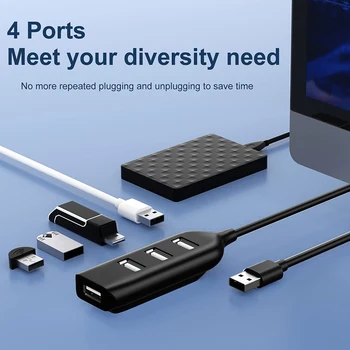 4 portos Nagy Sebességű USB Hub Kábel Mini USB Elosztó Elosztó Usb 2.0 Hub Hordozható Adapter Univerzális Laptop Notebook Kép