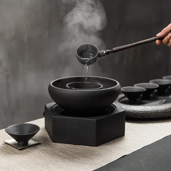 Koreai Retro Egyszerű Tea Szertartás Fekete Vulkanikus Kőzet Tea Tűzhely Tál Haza Elektromos Kerámialapos Tűzhely Tea Melegebb Meghatározott Teás Készlet Kép
