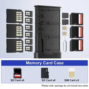 Hordozható Alumínium Memóriakártya Tároló Doboz Esetében 6 SD Kártya 8 Micro SD-Kártyát a SIM-Kártya Pin-Memóriakártya Esetben Jogosult Szervezzem M5V5 Kép