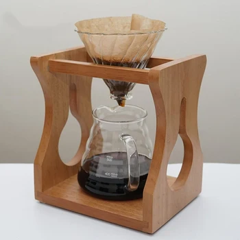 Fa Kávé Filter Professzionális Rack Kávé filteres tartó Otthon kávézó Multifunkcionális Kávé Dripper Jogosultja Rack Kép