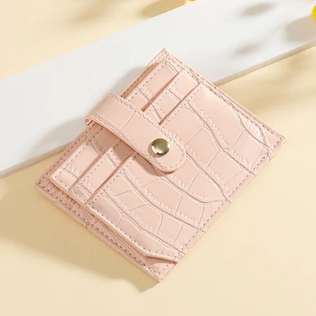 Kártya táska női kompakt új ultra-vékony egyszínű multi-card ujja érme tárca diák tárca személyiség temperamentum pénztárca Kép