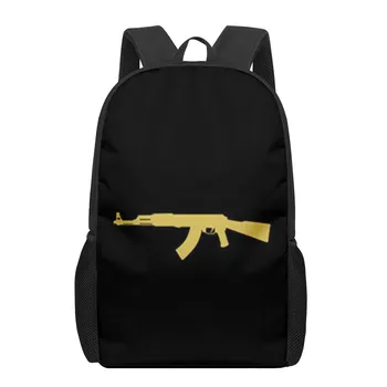 Kreatív AK47 Kézifegyver Töltények Fegyvert Nyomtatott Iskolai Hátizsák, Fiúk, Lányok, Tini, Gyerek Könyv, Táska Utazási Bagpack Laptop Hátizsák Kép