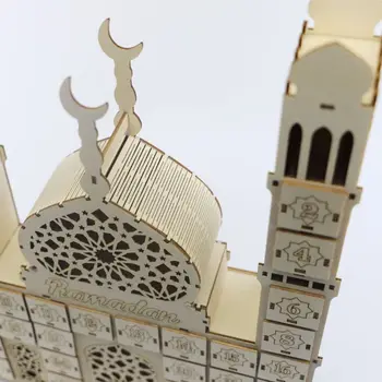Ramadán Visszaszámlálás Naptári DIY Fa Eid Mubarak Dísz Fiókban Fél Decor Dropshipping Kép