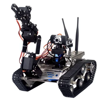 Fekete Standard Változat WIFI Robot Tank Kit Befejezetlen Okos Robot Autóskészlet + A1 Robot Kar Kép