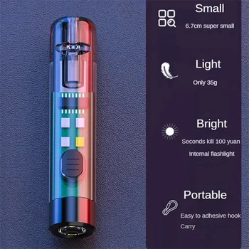 Síp Fény Mini LED Kültéri Erős Fény Hordozható Kulcstartó Lámpa Usb Töltő Hordozható elakadásjelző Kis Zseblámpa Kép