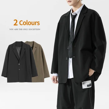 Koreai Divat Férfi Laza Fekete Csinos Blézer Kabát Alkalmi Öltöny Kabát Kép