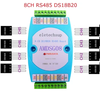 8 DS18B20 hőmérséklet adatgyűjtő / RS485 MODBUS RTU kommunikáció cserélje ki WP3066ADAM Kép