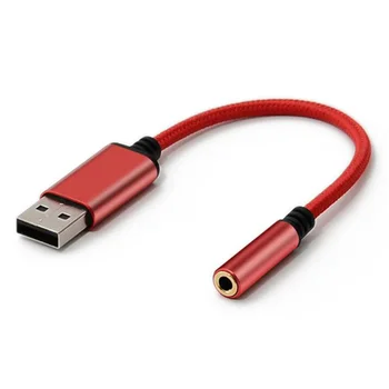 USB 3,5 mm-es Fejhallgató-Audio Adapter,Külső Sztereó hangkártya PC, Laptop,a ,a, Stb (0.6 Méter,Piros) Kép