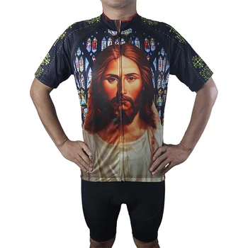 Jézus Isten Kerékpáros Póló Hegyi Emberek Kerékpáros Mez Egyházi Ruhákat MTB Út Viselni Sport Nyári Lefelé Motocross Keresztény Rövid Kép