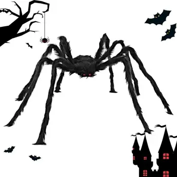 Halloween Pók Díszek Kültéri Szőrös Pók Meghatározott Ijesztő Hamis Hatalmas Pók Kellékek Ijesztő Pók Kellékek Dekoráció Kerti Party Kép