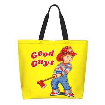 A divat Jó Fiúk Tűzoltó Bevásárló Táska Újrahasznosítás gyerekjáték Chucky Élelmiszert Vászon Váll Shopper Táska Kép