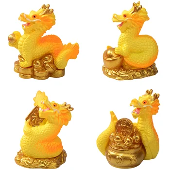 4 Db Dekor Mini Sárkány Figurák Játékok Gyanta Kézműves Asztali Dekoráció Asztal Dekoratív Kép