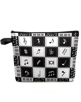 Musc Zongora Billentyűk Fekete-Fehér Smink Táska Tok Utazási Essentials Lady Női Kozmetikai Táskák Wc Szervező Tároló Tolltartó Kép