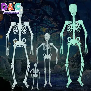 Nagy 1DB hasznát vehetjük Csontváz Halloween Dekoráció Ijesztő Ember Csont Hátborzongató Party Dekoráció Kiváló Minőségű Kép