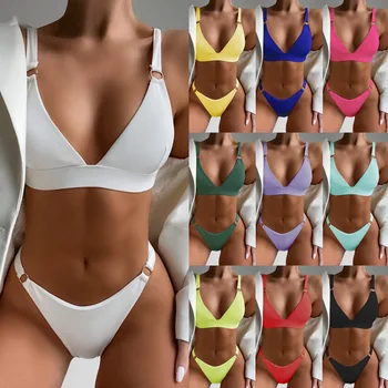 2023 Szexi Csíkos Bikini 2 Darabos Készlet Fürdőruha Bikini Push-Up Fürdőruha Nők Biquine Brasileiro Strand Fürdőruha Fehérnemű Szett Kép