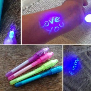 Gyermekek 2 az 1-ben világító toll készlet, 4 varázslatos lila világító toll, UV-fekete kombináció, láthatatlan tinta Kép