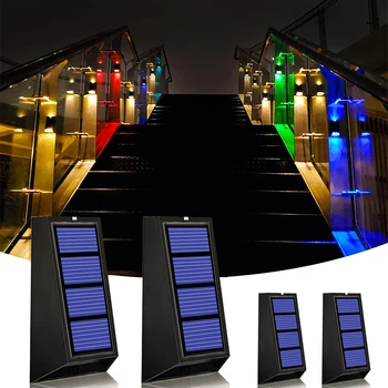 Napelemes Kerti Lámpa Dekoráció RGB Színek Módosítása Vízálló Fali Lámpa Karácsonyi Ajándék Napelemes Világítás Sétány Kerítés Lépcső Kép