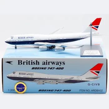 Fröccsöntött 1/200 Skála British Airways B747-400 G-CIVB Alufelni Anyag Szimulációs Modell Emlék, Díszt Játék Kijelző Kép