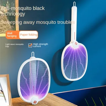 Új Szúnyog Gyilkos Lámpa USB Újratölthető Elektromos Összehajtható Szúnyog Gyilkos Ütő légycsapóra 3000V Szúnyogriasztó Lámpa Kép