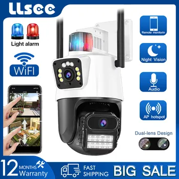 LLSEE 8MP 4K CCTV Vezeték nélküli Kültéri WiFi Kamera 360 IP Biztonsági Kamera Színes éjjellátó Kétirányú Hívás Automatikus Track Kép