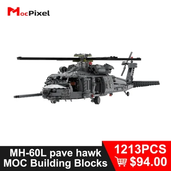 MOCPIXEL MH-60L helikoptert MOC építőkövei Katonai Harci Helikopter Össze Tégla Felnőtt Születésnapi Ajándékok Tini Vicces Játék Kép