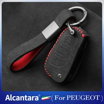 Autó kulcs esetben Alcantara anyag Peugeot 306 307 407 807 3008 5008 kulcsfontosságú védő kreatív medál Kép