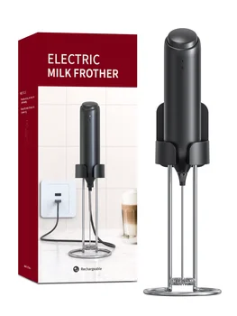 1 DB USB Tölthető Kézi habverővel Elektromos tejhabosító Hab Készítő Mixer Kávét Inni, Habzó Pálca Foamer Kép