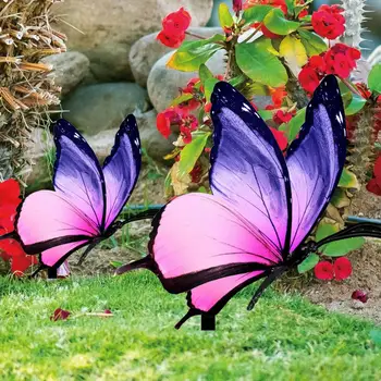 Műanyag Kiváló Terasz Kertben Pillangó Dekoráció Helyezze Jel Vibráló Befejezni Kert Tét Nem halványuló Udvaron Dekoráció Kép