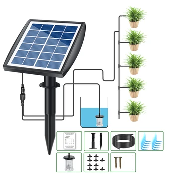 Napenergia Automata Öntözés Rendszer Napelemes Automata Csepegtető Öntözés Készlet, Egyéni Növények a Teraszon, Erkélyen Zöld Ház Kép