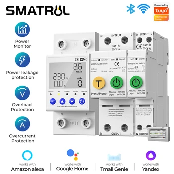 Tuya WIFI Smart Switch 40/63A Energia Kwh Mérés Megszakító Időzítő Feszültség Aktuális, Illetve a Szivárgás Védelem Kép