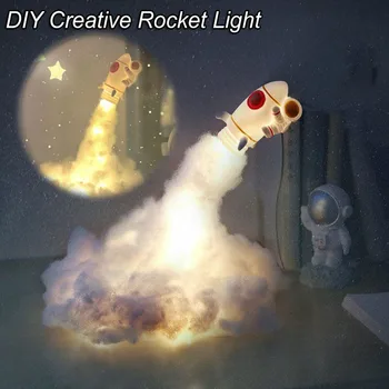 DIY Kreatív Rakéta Fény LED Színes Felhők Űrhajós Lámpa USB-Éjszakai Fény Dekoráció Ins Légkör Éjjeli Lámpa Gyerekek Ajándék Kép