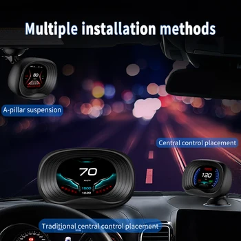 P20 Autó HUD OBD LCD Mérő Detektor Sebesség Feszültség Víz Hőmérséklete Hibája Head Up Display Alarmer Multi-function Navigáció Kép